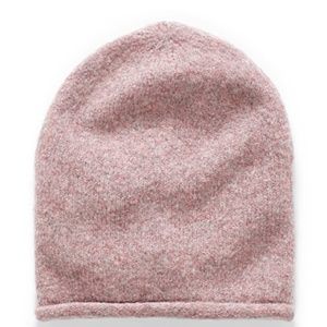 Lemon pink wool blend rolled edge beanie NWT